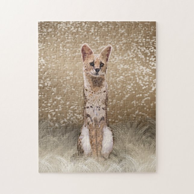 Fin Vild African Serval Cat Puzzle Pussel (Vertikal)