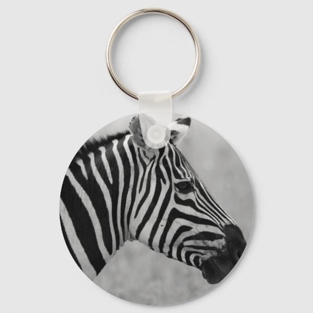 Fin vild svart och vit zebradesign nyckelring (Framsida)