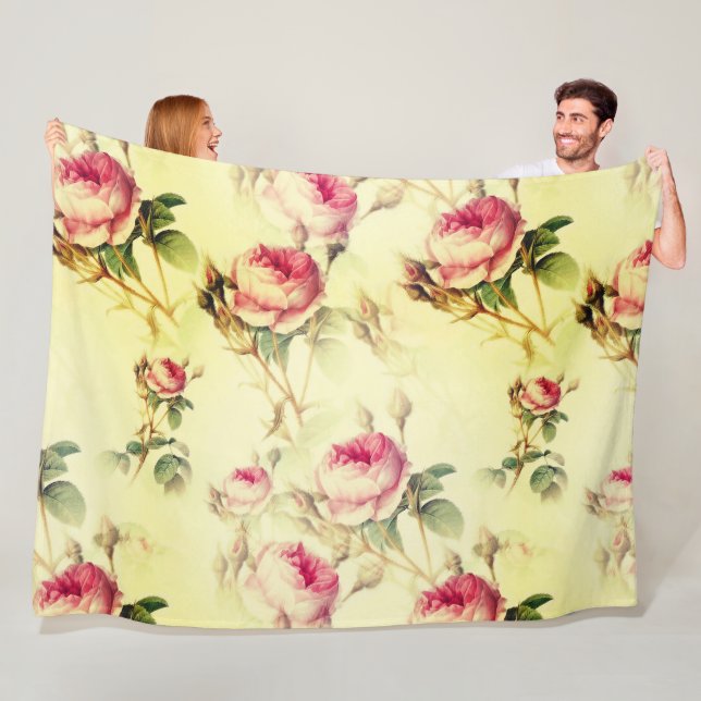 Fin Vintage Blommigt Fleecefilt (På plats)