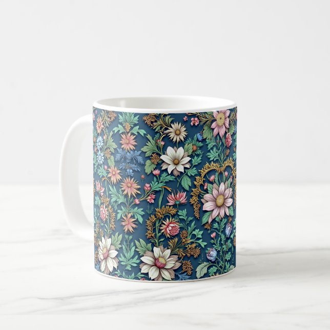 Fin Vintage Blommigt Kaffemugg (Framsida vänster)