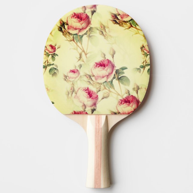 Fin Vintage Blommigt Pingisracket (Framsidan)