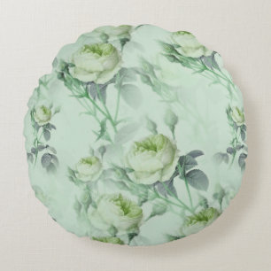 Fin Vintage Blommigt Rund Kudde