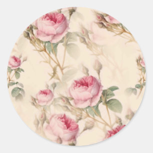 Fin Vintage Blommigt Runt Klistermärke
