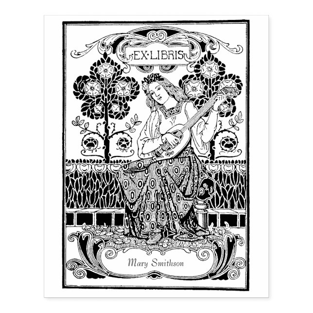 Fin Vintage Ex Libris eget namn Stämpel (Tryck)