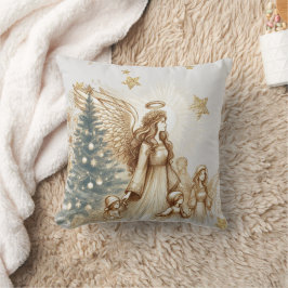 Fin Vintage Guardian Angel med Barn Kudde