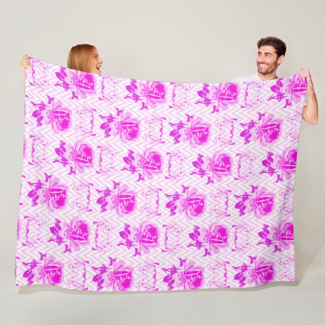 Fin Vintage Lila Blommigt Fleecefilt (På plats)