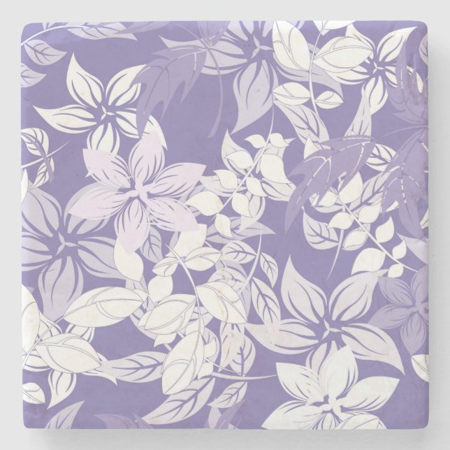 Fin Vintage Lila Pastel Blommönster Stenunderlägg (Framsidan)