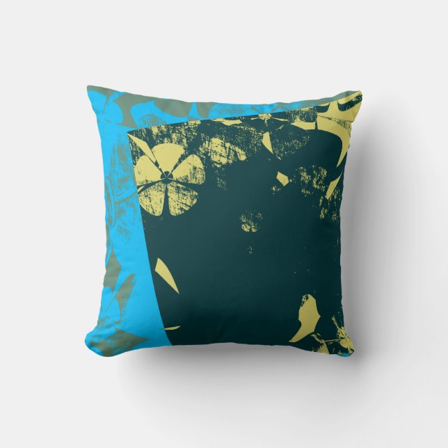 Fin vintage Mörk grönt blomma Pillow Kudde (Framsida)