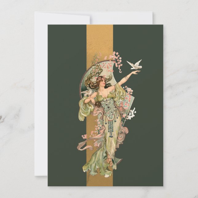 Fin Vintage Nouveau Woman Anteckningskort (Framsida)