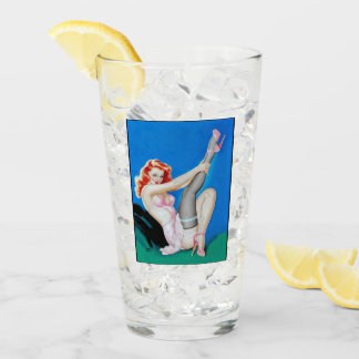 Fin Vintage Pin Up Girl Pint Glass Glaskopp