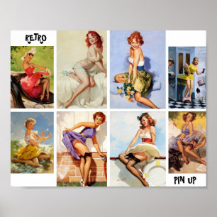Fin Vintage RetroPinUp Girl 8-foto Poster