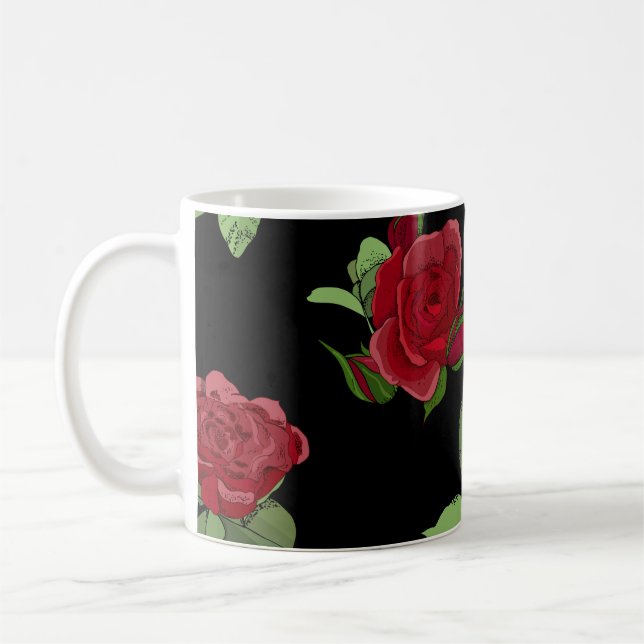 Fin vintage, sömlöst blommönster med ros kaffemugg (Vänster)
