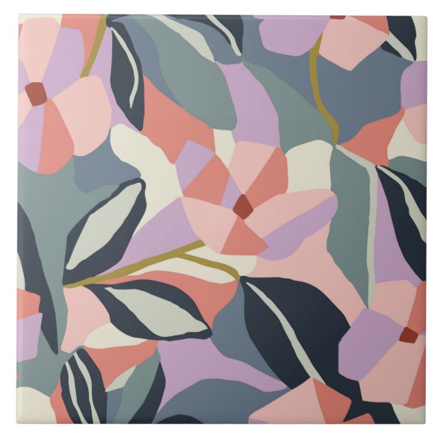 Fin Vintage Tropical Abstrakt Kakelplatta (Framsidan)
