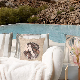 Fin Vintage Woman med Boho Flowers Kudde