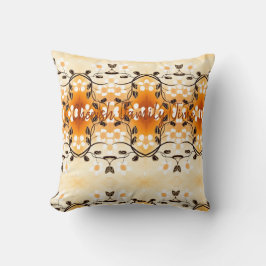 Fin vit Blommigt med honung och svart accent Kudde