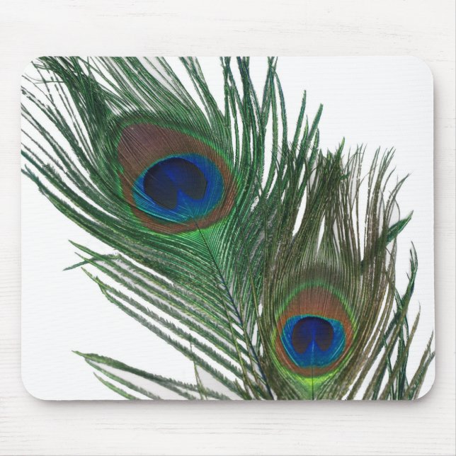 Fin vit peacock Feather Mouse Pad Musmatta (Framsidan)