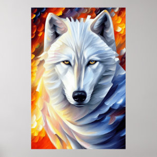 Fin vit Varg, målning Poster