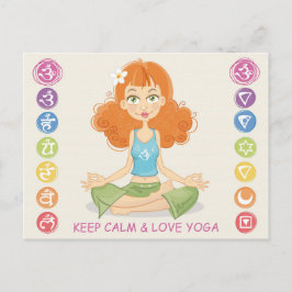 Fin Yoga Girl Illustration Postcard Vykort