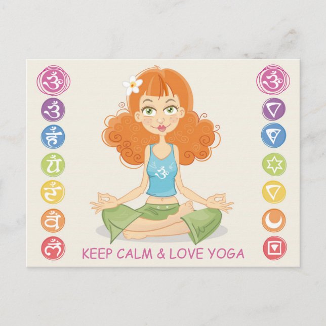 Fin Yoga Girl Illustration Postcard Vykort (Framsida)