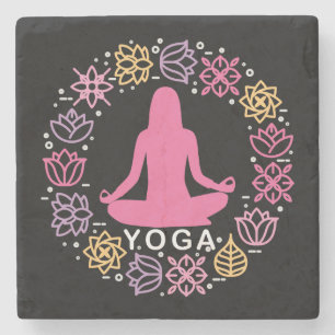 Fin Yoga Pose-Blommigt-design Stenunderlägg