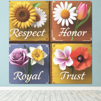 Fina 3D-trämärken med upplyftande Blommigt Canvastryck