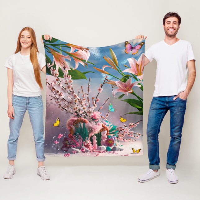 Fina Abstrakter Blommigt Flowers #3 Fleecefilt (På plats)