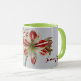 Fina Amaryllis-blommor och anpassningsbar+namn Mugg