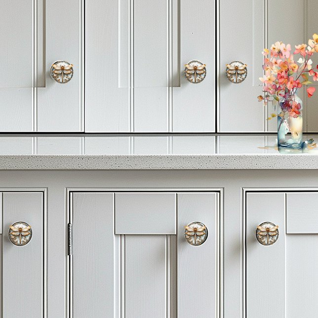 Fina Art Deco Enamel Dragonfly Guld Pearls Knopp (Skapare uppladdad)