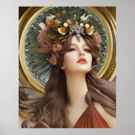 Fina Art nouveau-blommor Poster