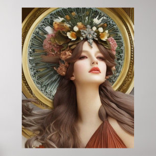 Fina Art nouveau-blommor Poster