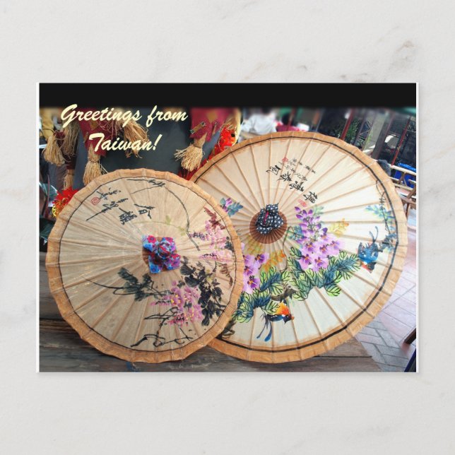 Fina Bamboo Umbrellas från Taiwan Vykort (Framsida)