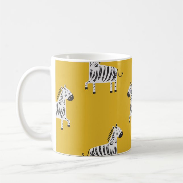 Fina barns sömlösa mönster med zebröder kaffemugg (Vänster)