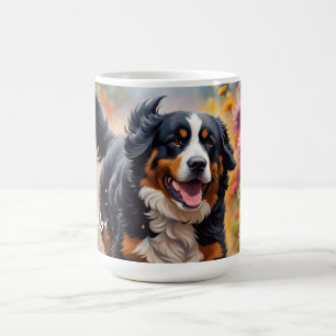 Fina Bernese Mountain Hund & Flowers Kaffemugg
