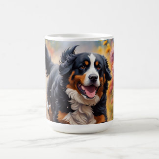 Fina Bernese Mountain Hund & Flowers Kaffemugg