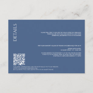 Fina blå detaljer med QR-koden Bröllop Tilläggskort