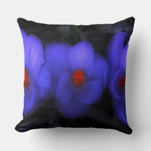 Fina blå Lila Crocus Blooms Kudde
