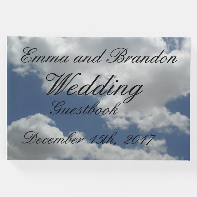 Fina blå och vita moln Skriv ut Bröllop Gästböcker (Framsida)