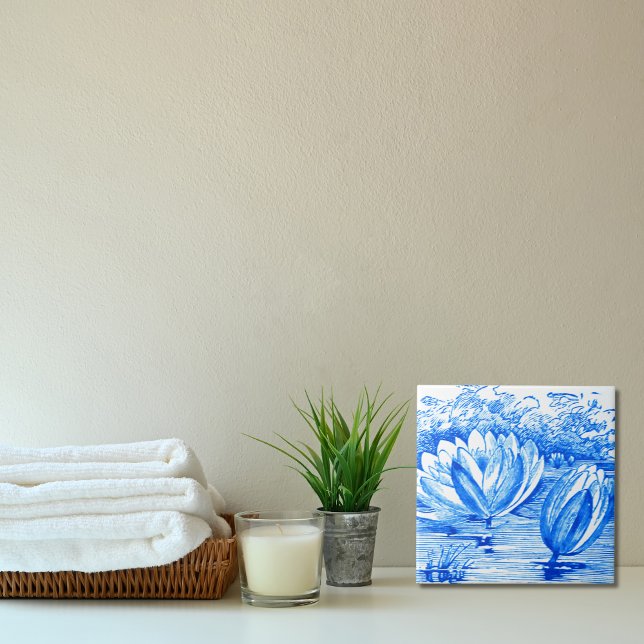 Fina blåblommor Ceramic Tile Kakelplatta (Skapare uppladdad)