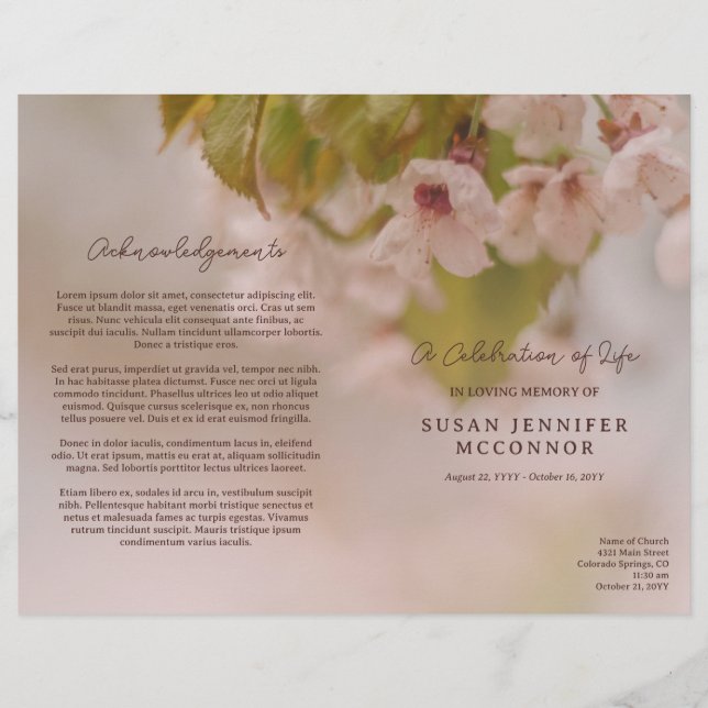 Fina Blommar Firande av Life Funeral (Framsida)