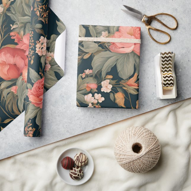 Fina Blommigt Ro Flowers Presentpapper (Hantverk)