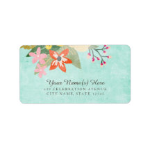 Fina blommor Adressetiketter/Aqua