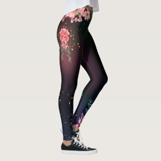 Fina blommor av rosa blommar leggings