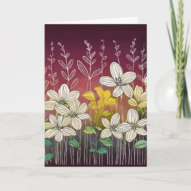 Fina blommor Burgundy accent Tack Kort (Framsida)