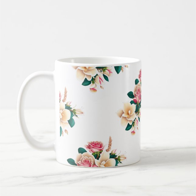 Fina blommor formar konst för mugg, glas. kaffemugg (Vänster)