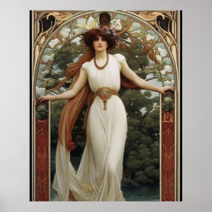 Fina blommor från Art nouveau i grind Poster