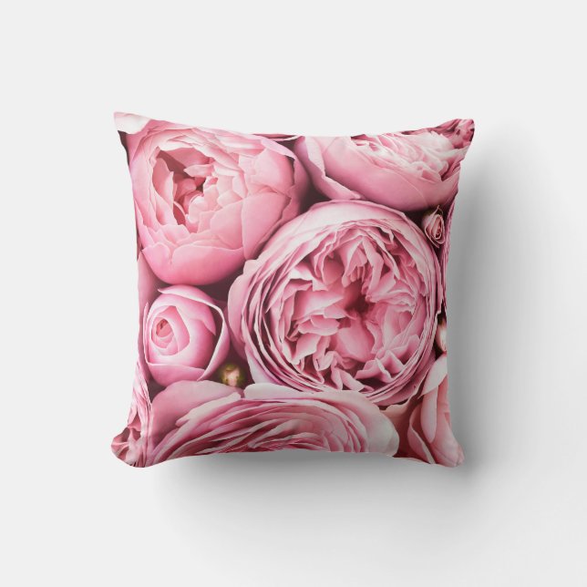 Fina blommor från rosa ros kudde (Framsida)