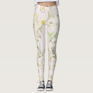 Fina blommor med fjäril i kinesiska stil leggings