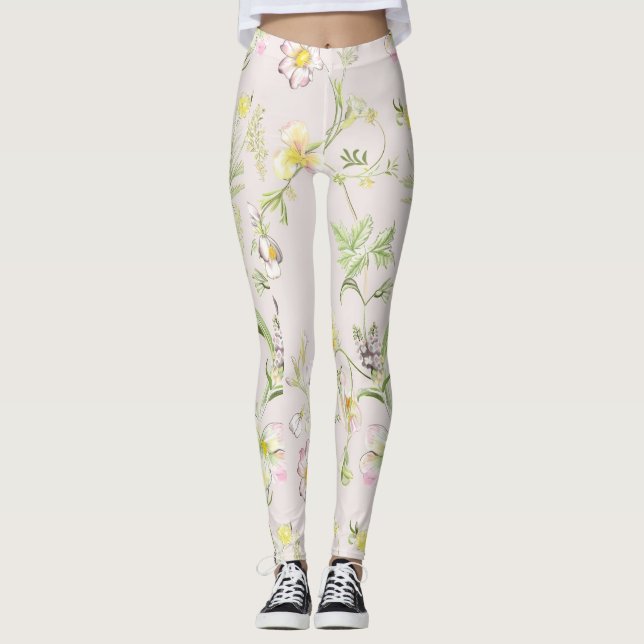 Fina blommor med fjäril i kinesiska stil leggings (Framsida)