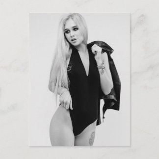 Fina blonde Sexy B&W-foto Vykort