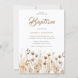 Fina Boho Watercolor Wildblombaptism Inbjudningar